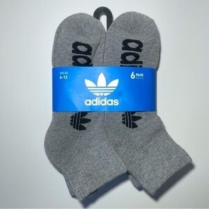 Adidas men’s quarter socks 6 pair size 6-12 gray black